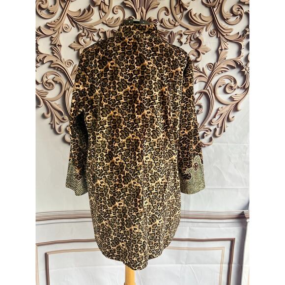 leopard print sequin Flames wild stage performance rock n roll Jacket Coat - Picture 7 of 10